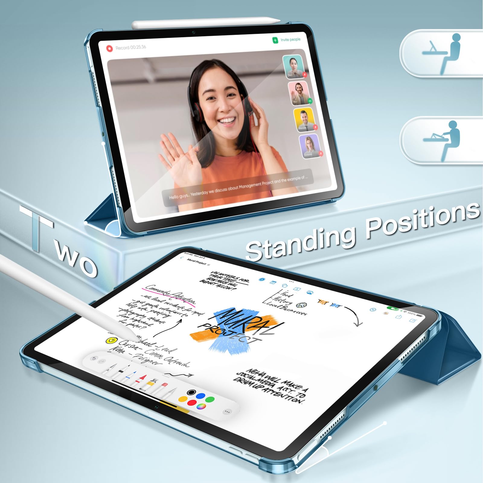 iPad Air5 256G Wi-Fi ブルー本体＋ケース＋スタイラスペン ESR iPad Air 5 ケース (第5世代) ペンシルケース 4 ソフト